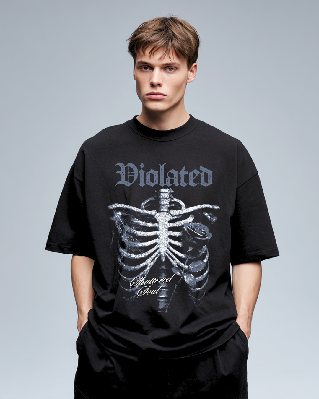 VIOLATED OVERSIZED BLACK T-SHIRT