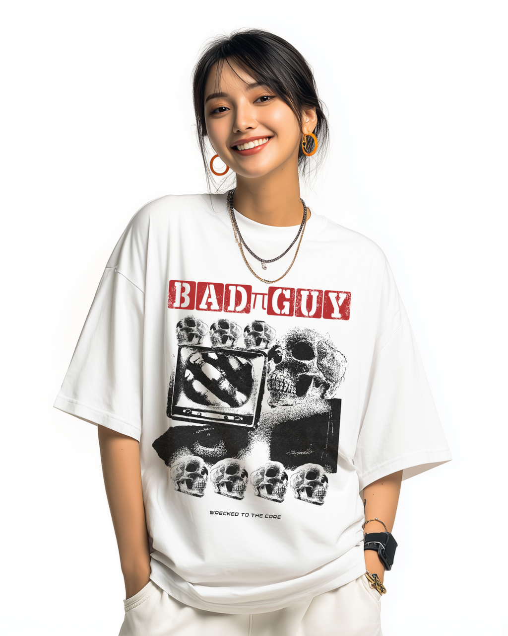 BAD-GUY OVERSIZED WHITE T-SHIRT