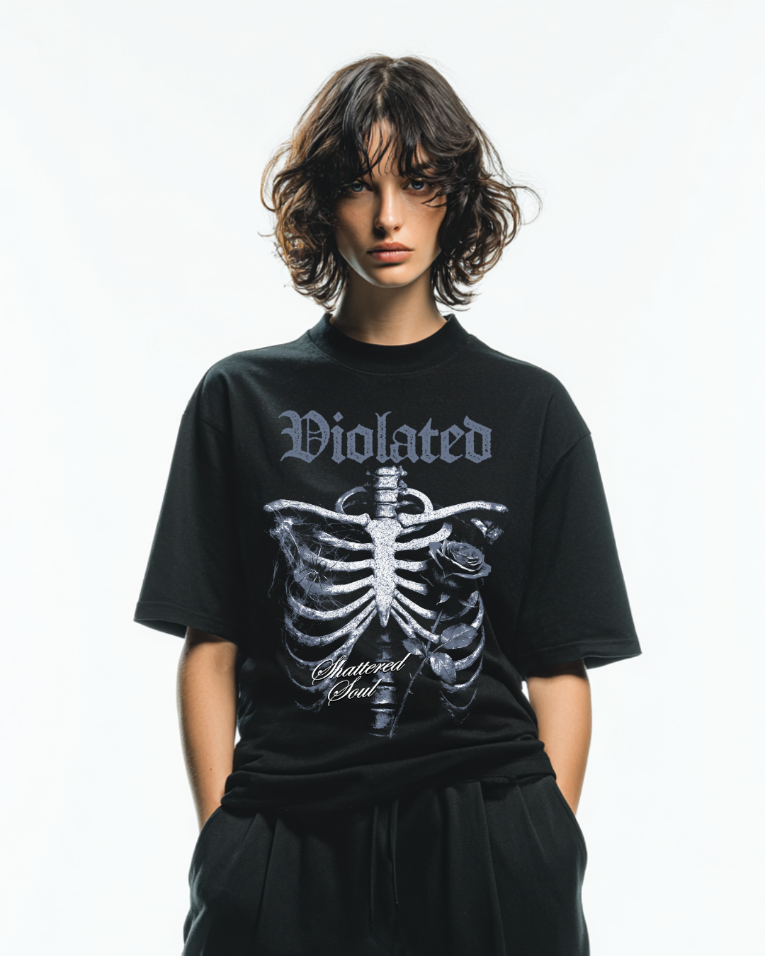 VIOLATED OVERSIZED BLACK T-SHIRT