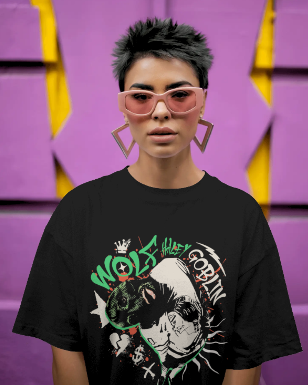 GANGSTER OVERSIZED BLACK T-SHIRT