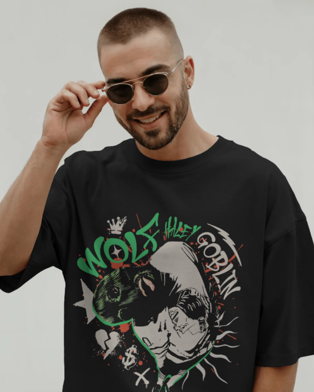 GANGSTER OVERSIZED BLACK T-SHIRT