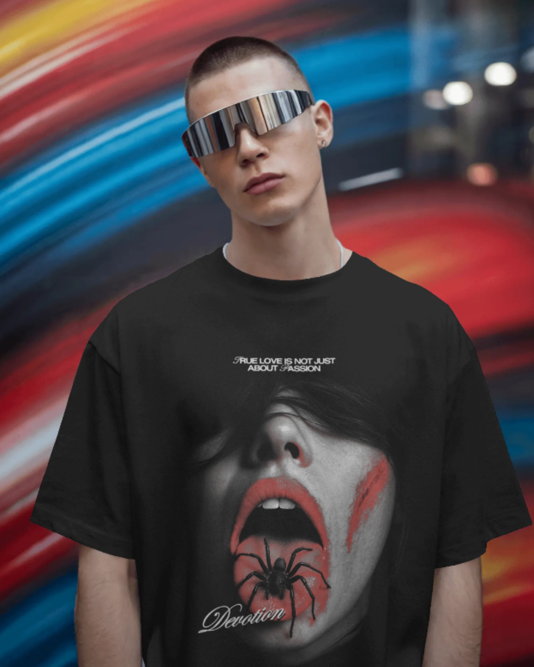 DEVOTION OVERSIZED BLACK T-SHIRT