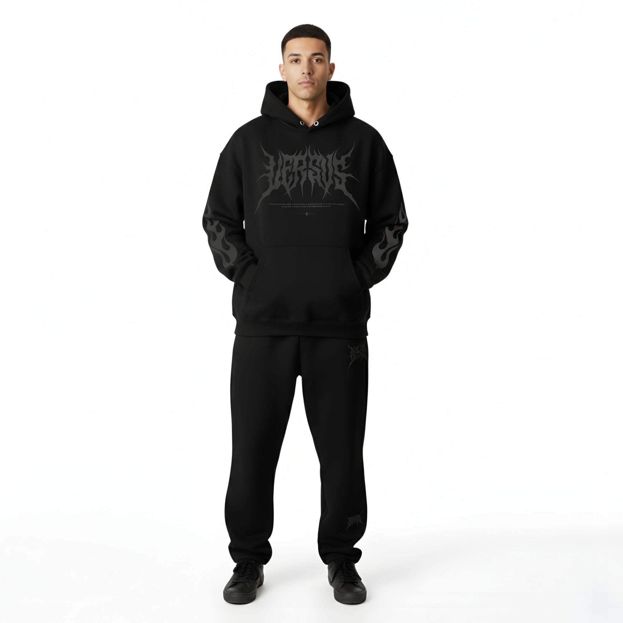 CHAOS OVERSIZED 450GSM BLACK HOODIE