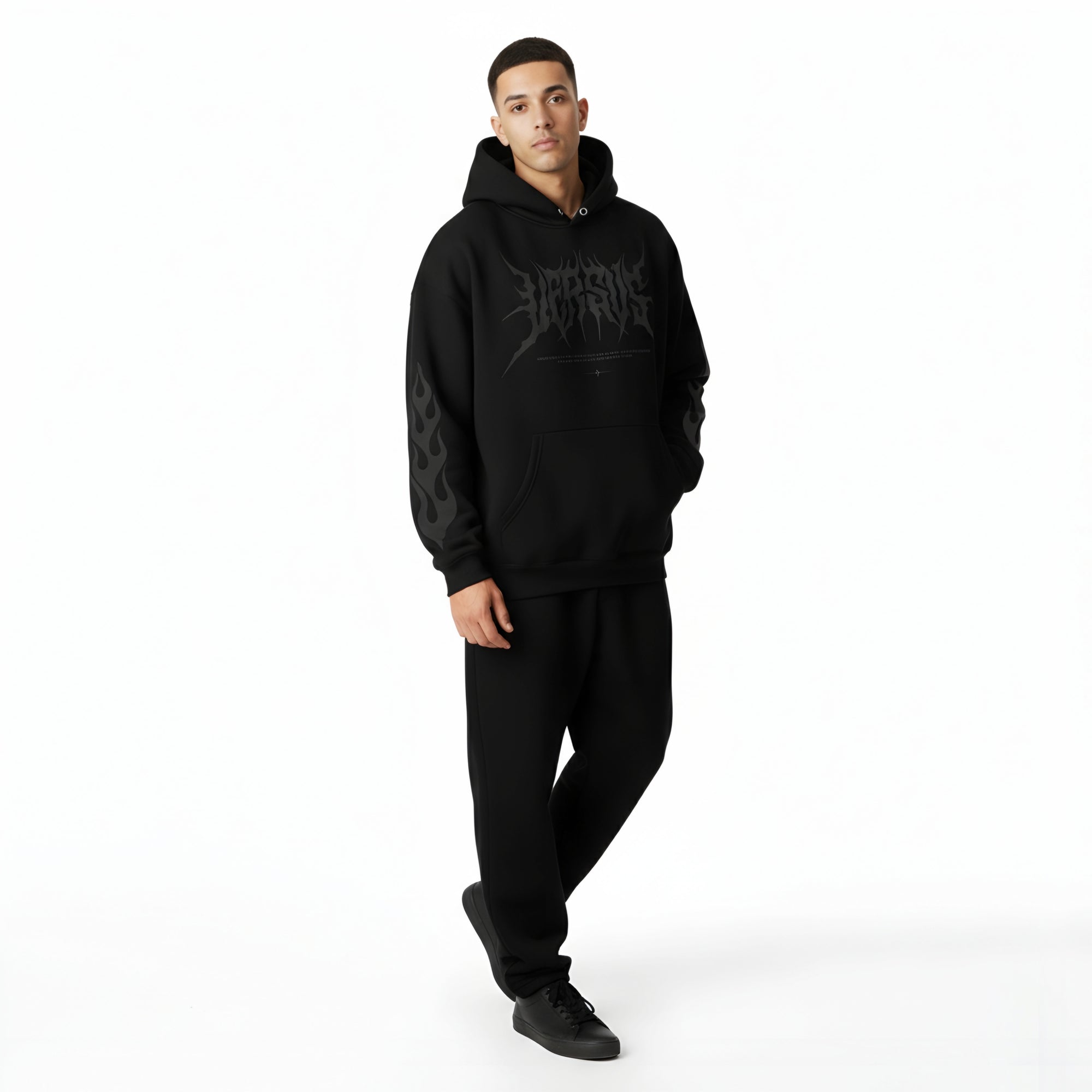 CHAOS OVERSIZED 450GSM BLACK HOODIE