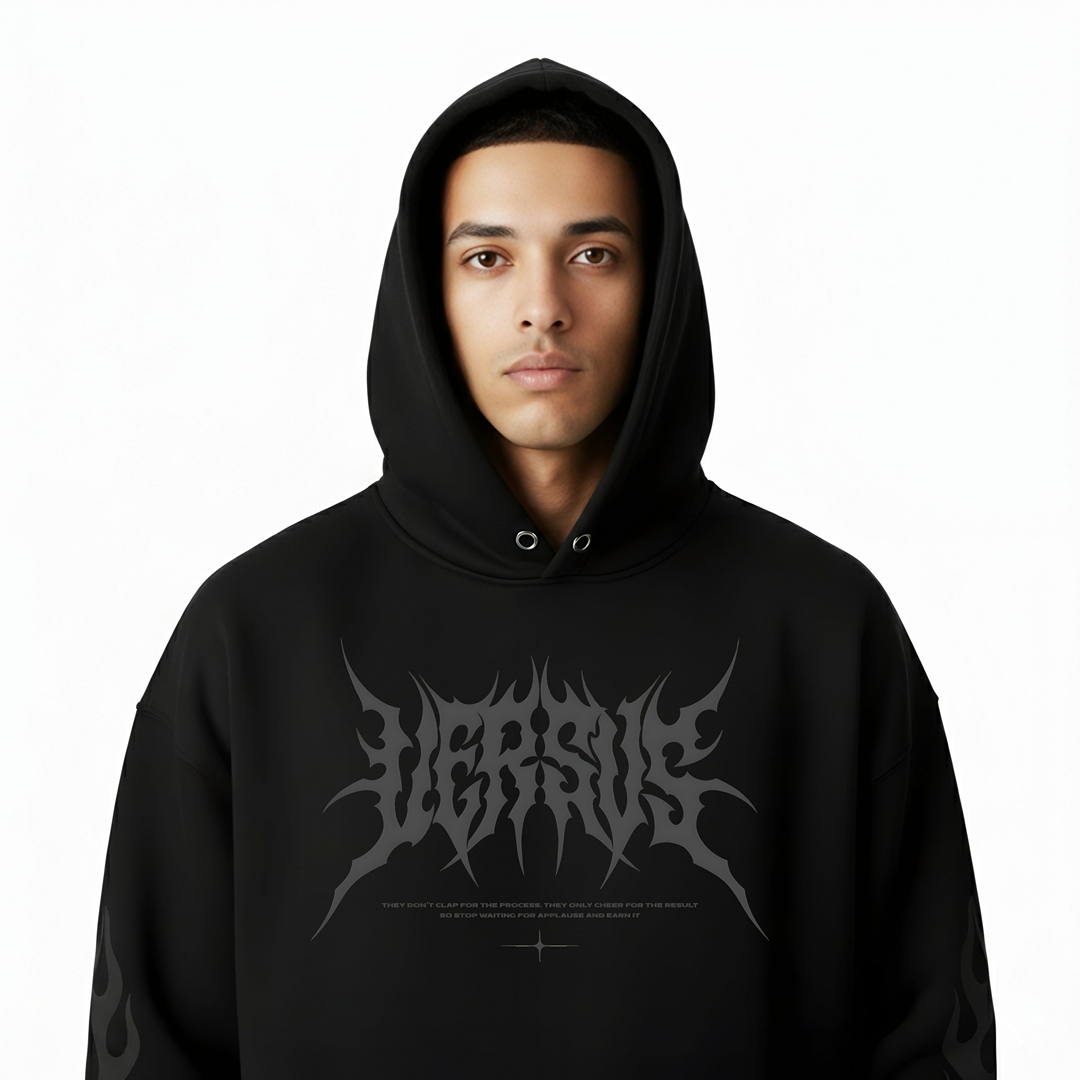 CHAOS OVERSIZED 450GSM BLACK HOODIE