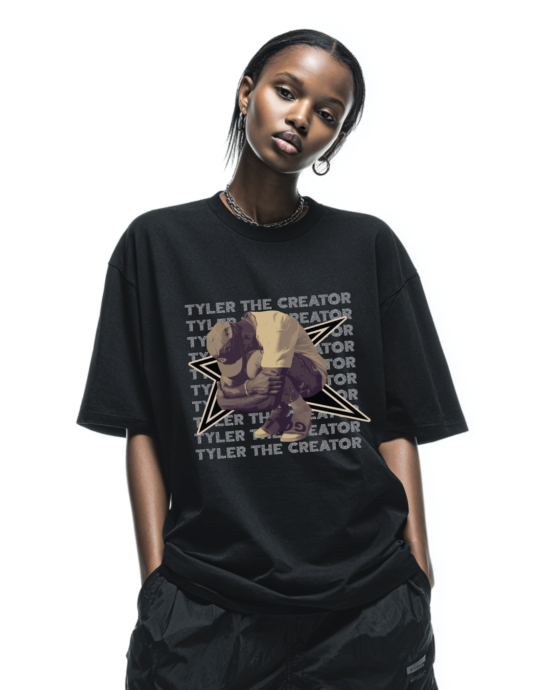 TYLER OVERSIZED BLACK T-SHIRT